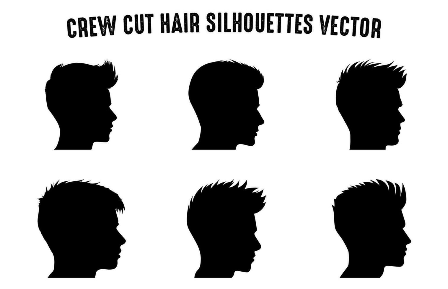 Crew haircut Silhouettes clipart free, Men hair cut Vector Set, Trendy stylish Male hairstyle Silhouettes