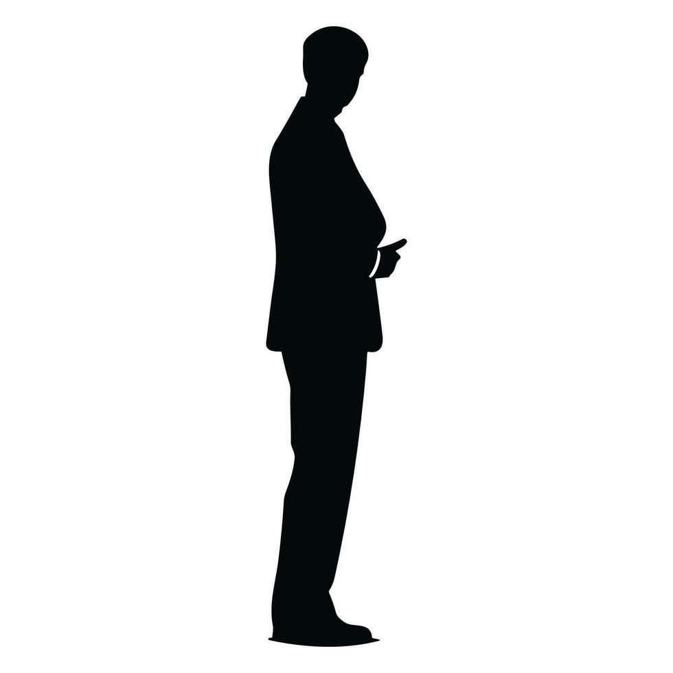 A Businessman Silhouette vector free, A Man vector isolated on a white background, A Corporate person Black vector