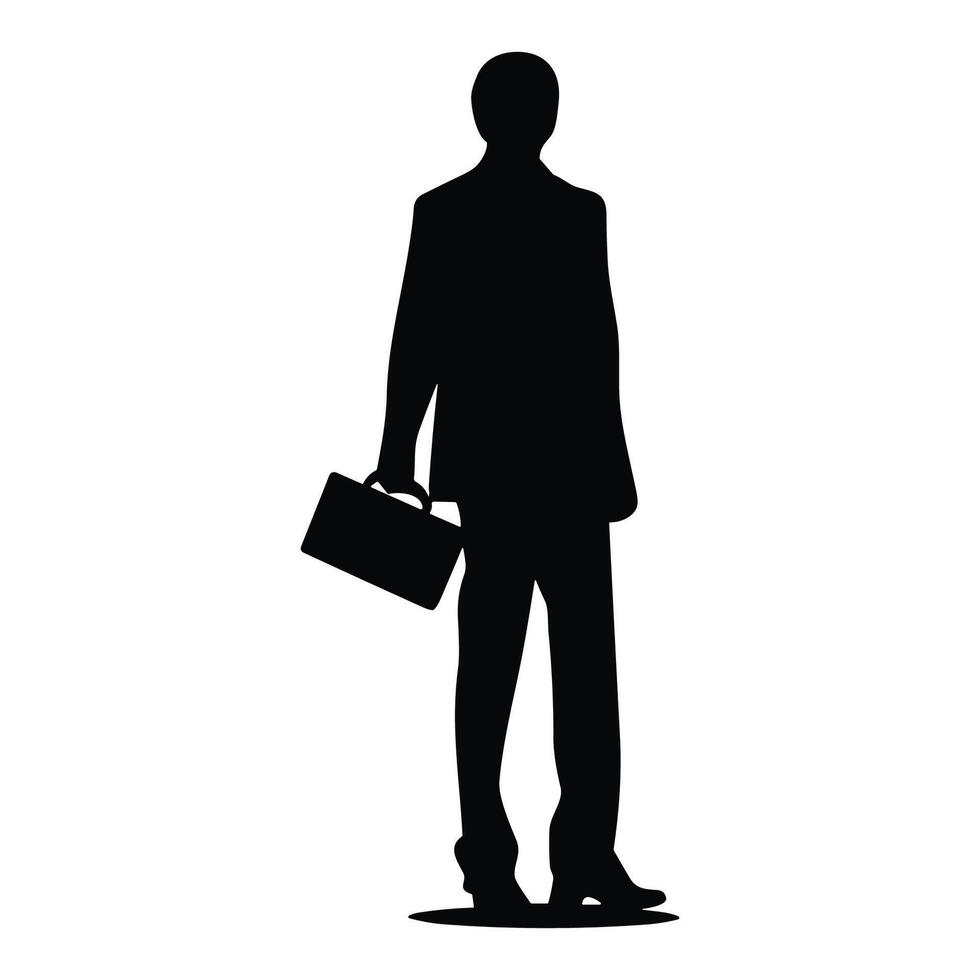 A Businessman Silhouette vector free, A Man vector isolated on a white background, A Corporate person Black vector