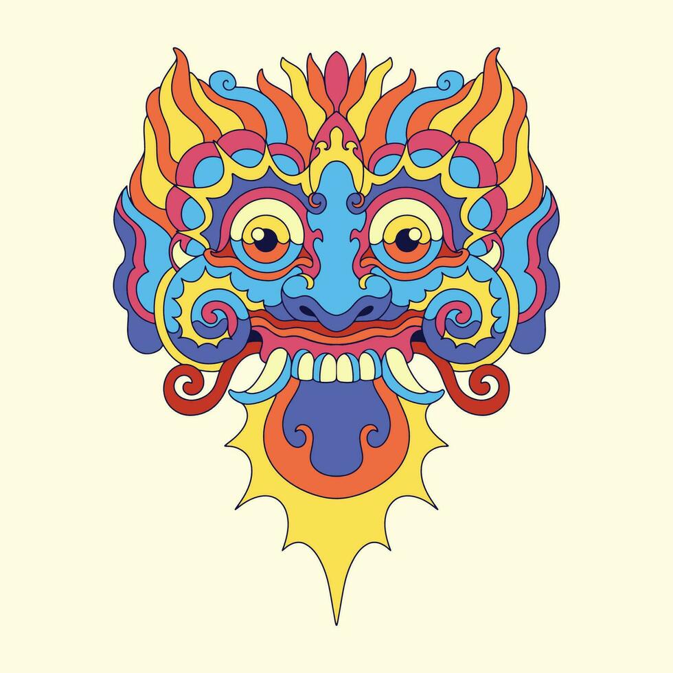 colorful dragon head design art vector