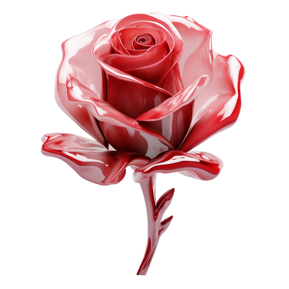 3d Realistic Red Flower Rose Bud Closeup icon png
