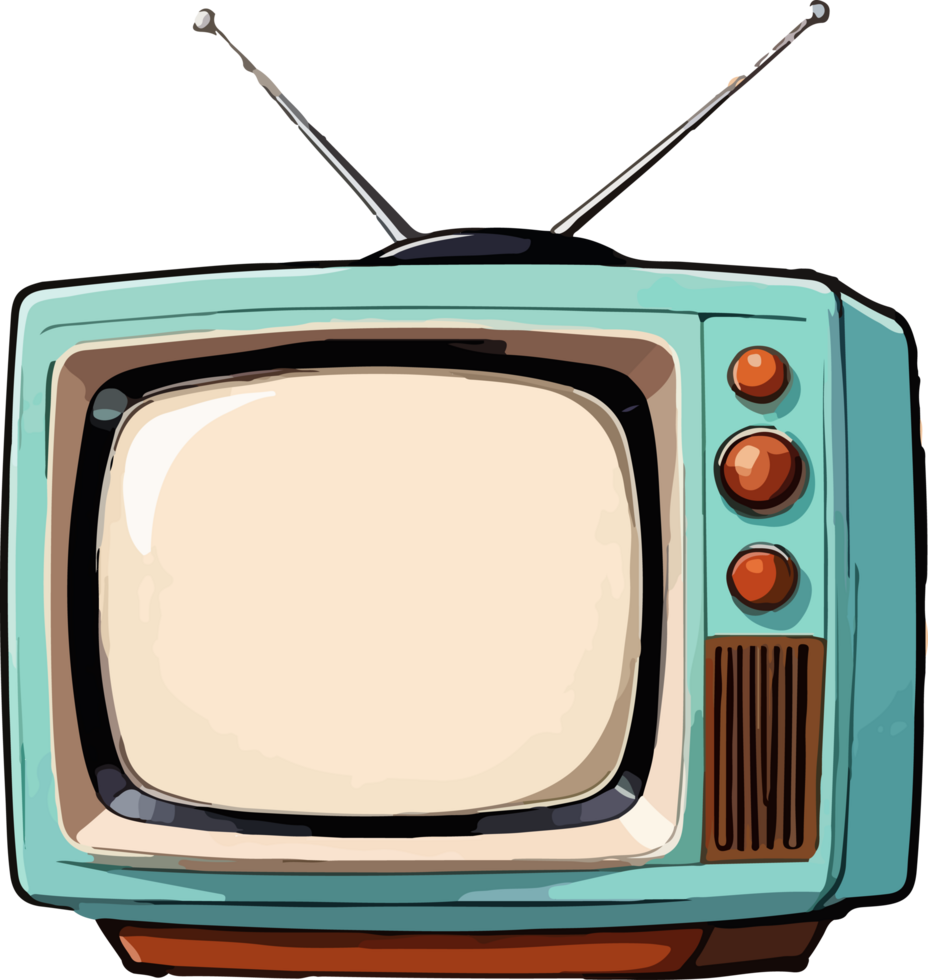 Old Television Cartoon Sticker AI Generative png