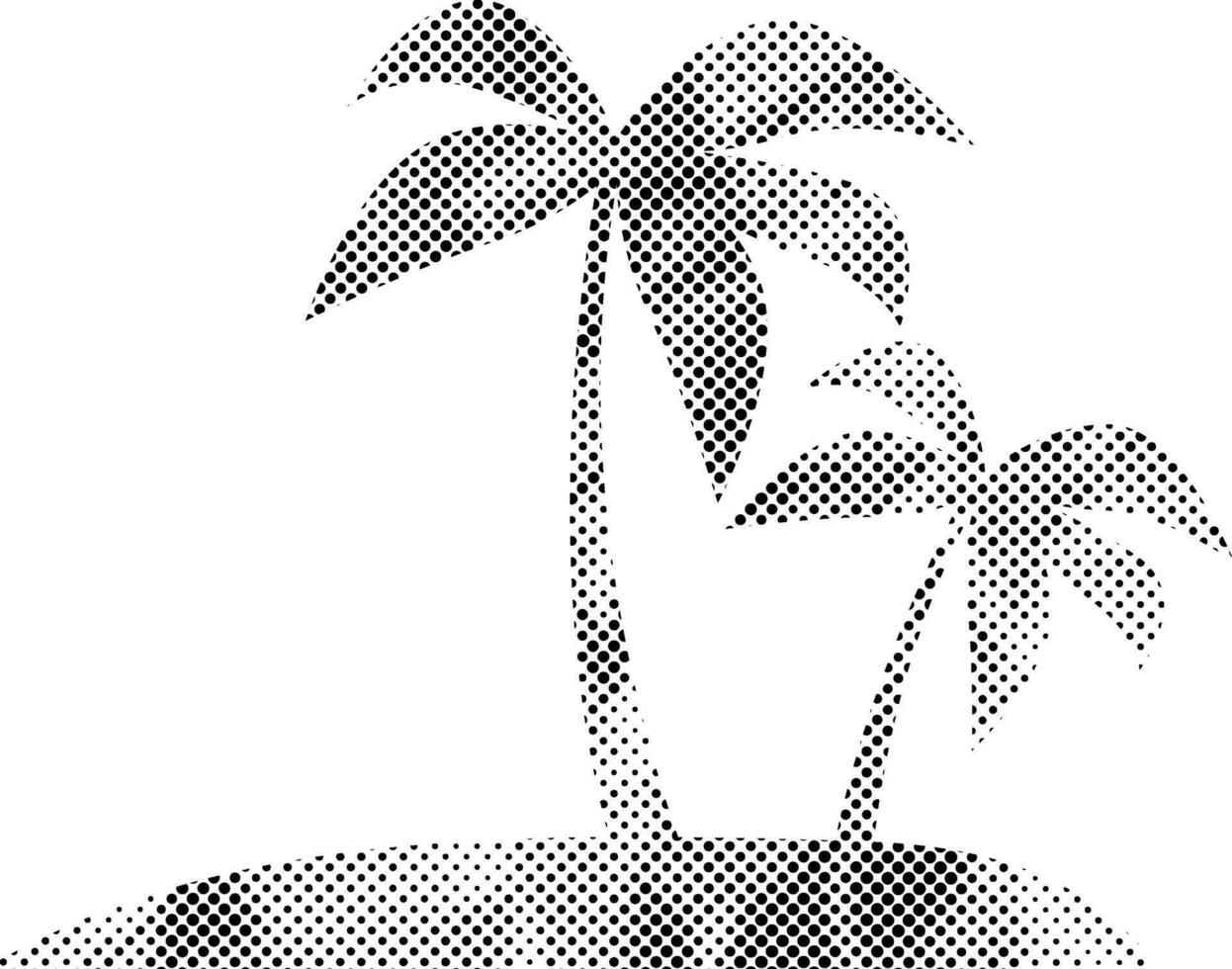Halftone Paper Textured Tropical Island Silhouette Vector Icon