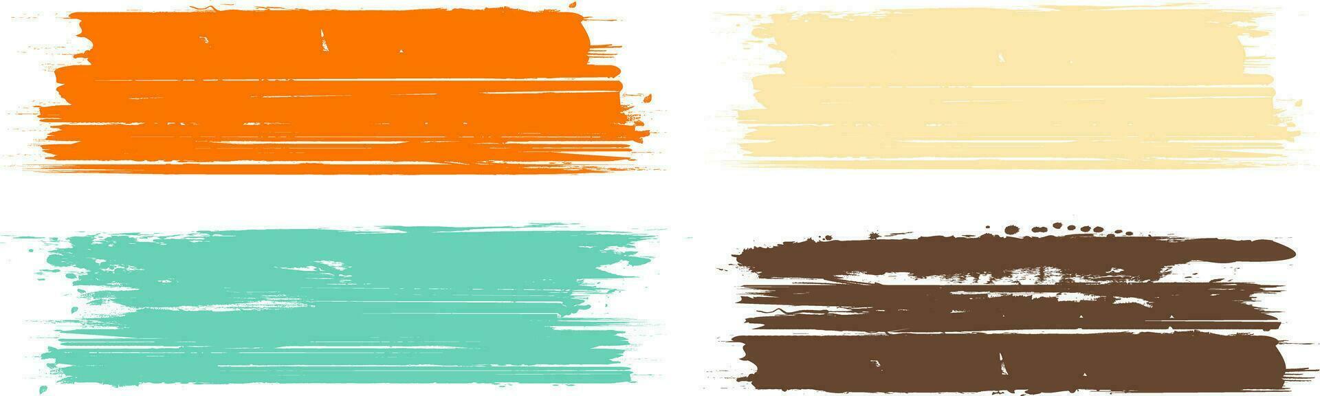 Vector Set of Rough Thick Grungy Paint Brush Stroke Colorful Smear Banners