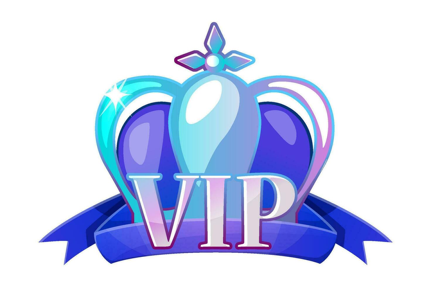 VIP badge with crown and ribbon. Vector Design icon