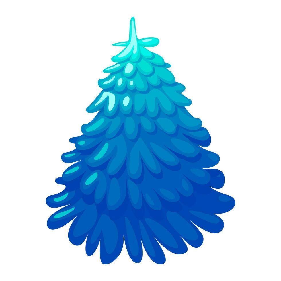 Vector Christmas tree. Cartoon blue tree.