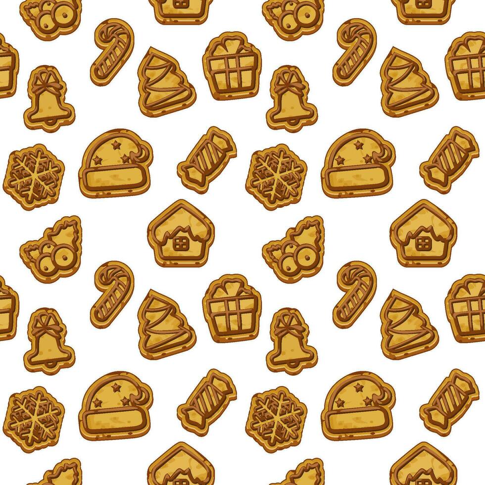 Seamless pattern with Cookies for Christmas. Gingerbread pattern. Vector illustration.