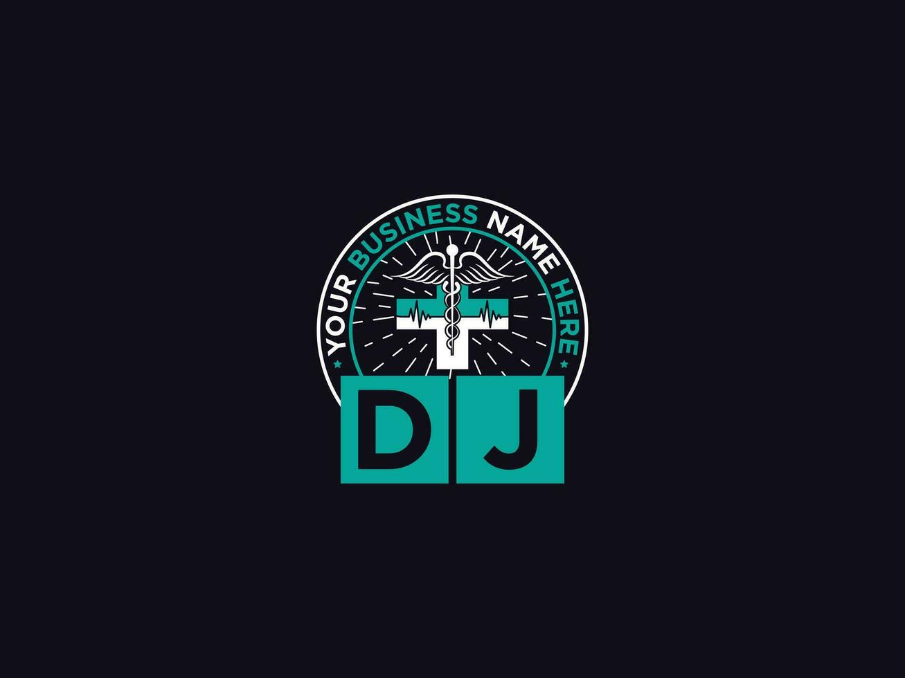 lujo DJ médico logo icono vector letra diseño