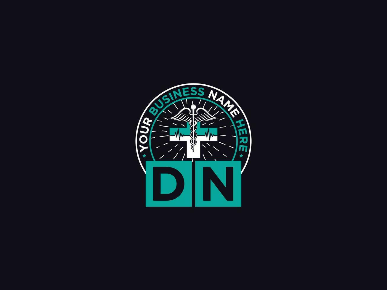 lujo dn médico logo icono vector letra diseño