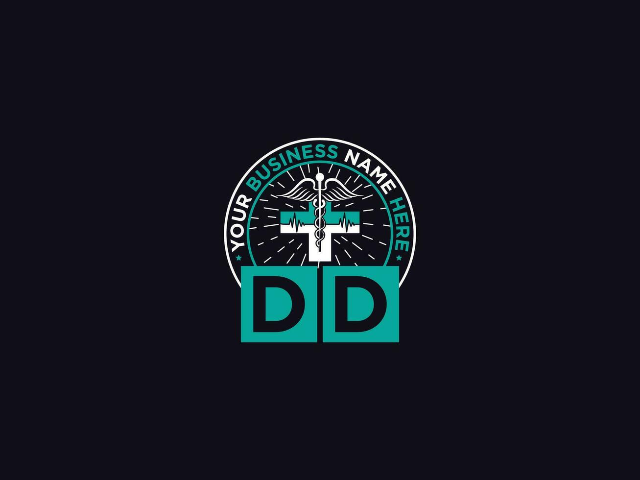 lujo dd médico logo icono vector letra diseño