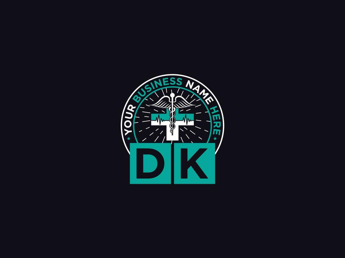 Luxury DK Medical Logo Icon Vector Letter Design