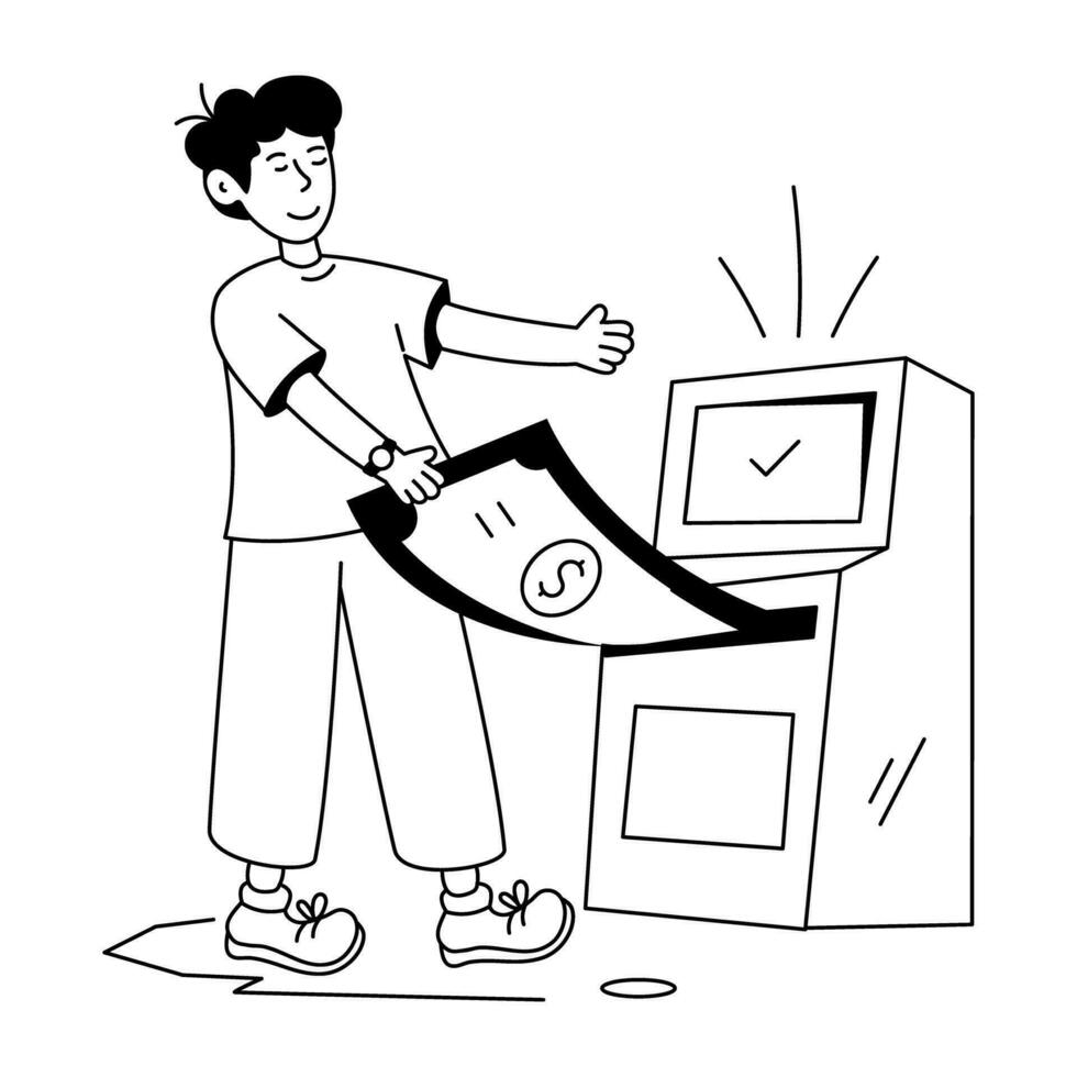 Trendy Cash Withdrawal vector