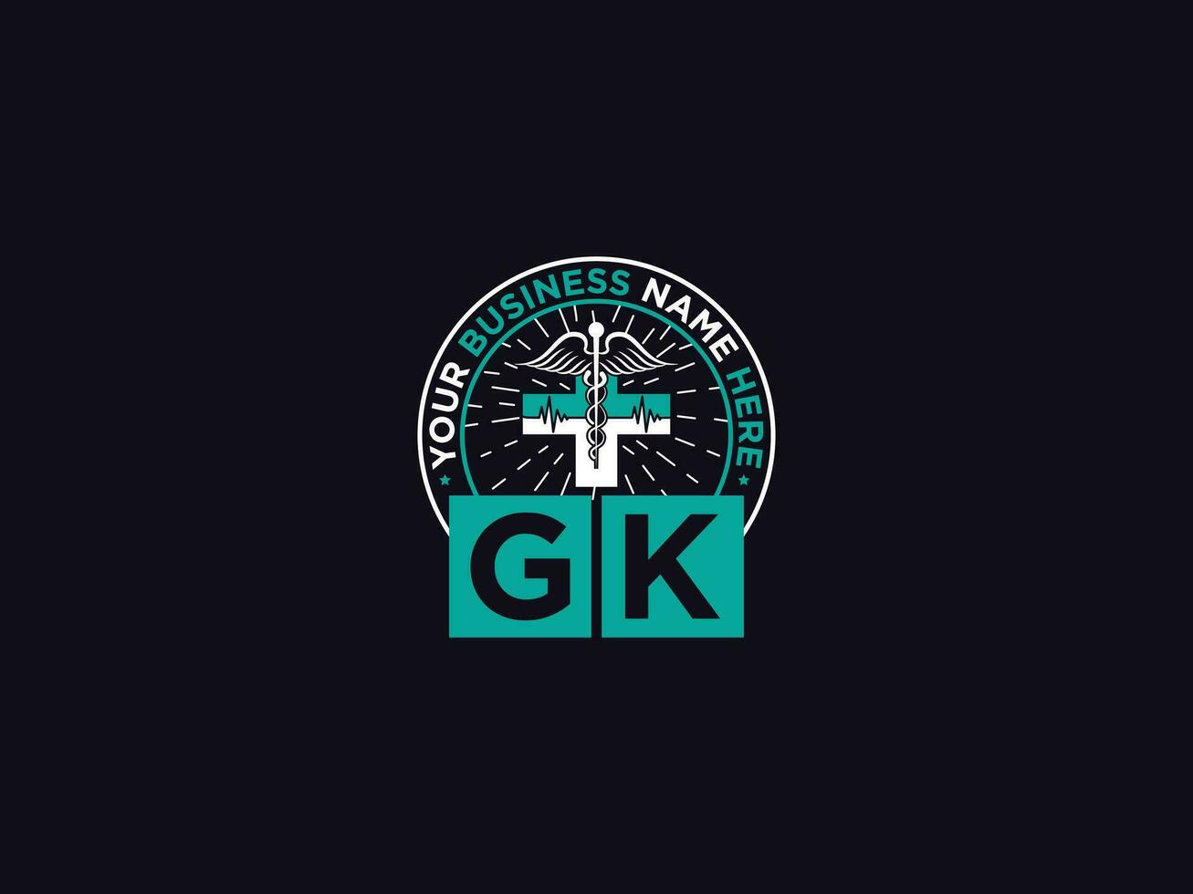 tipografía G k logo, inicial G k lujo médico doctores logo para usted vector