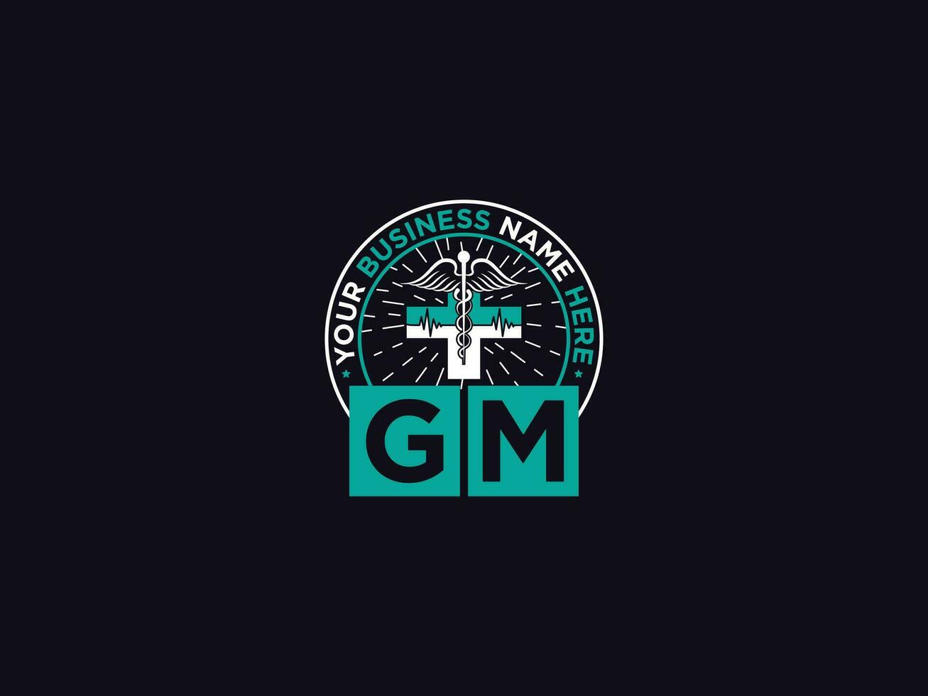 tipografía gm logo, inicial sol lujo médico doctores logo para usted vector