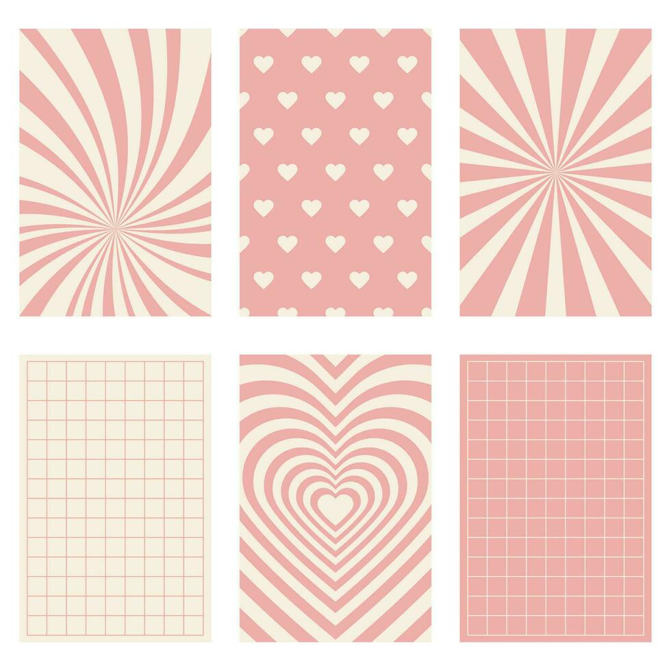 Set of groovy lovely backgrounds for poster, greeting cards, flyers or banners. vector