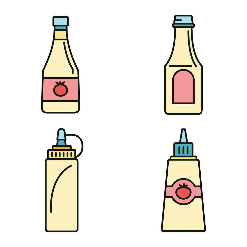 Tomato ketchup icon set vector color