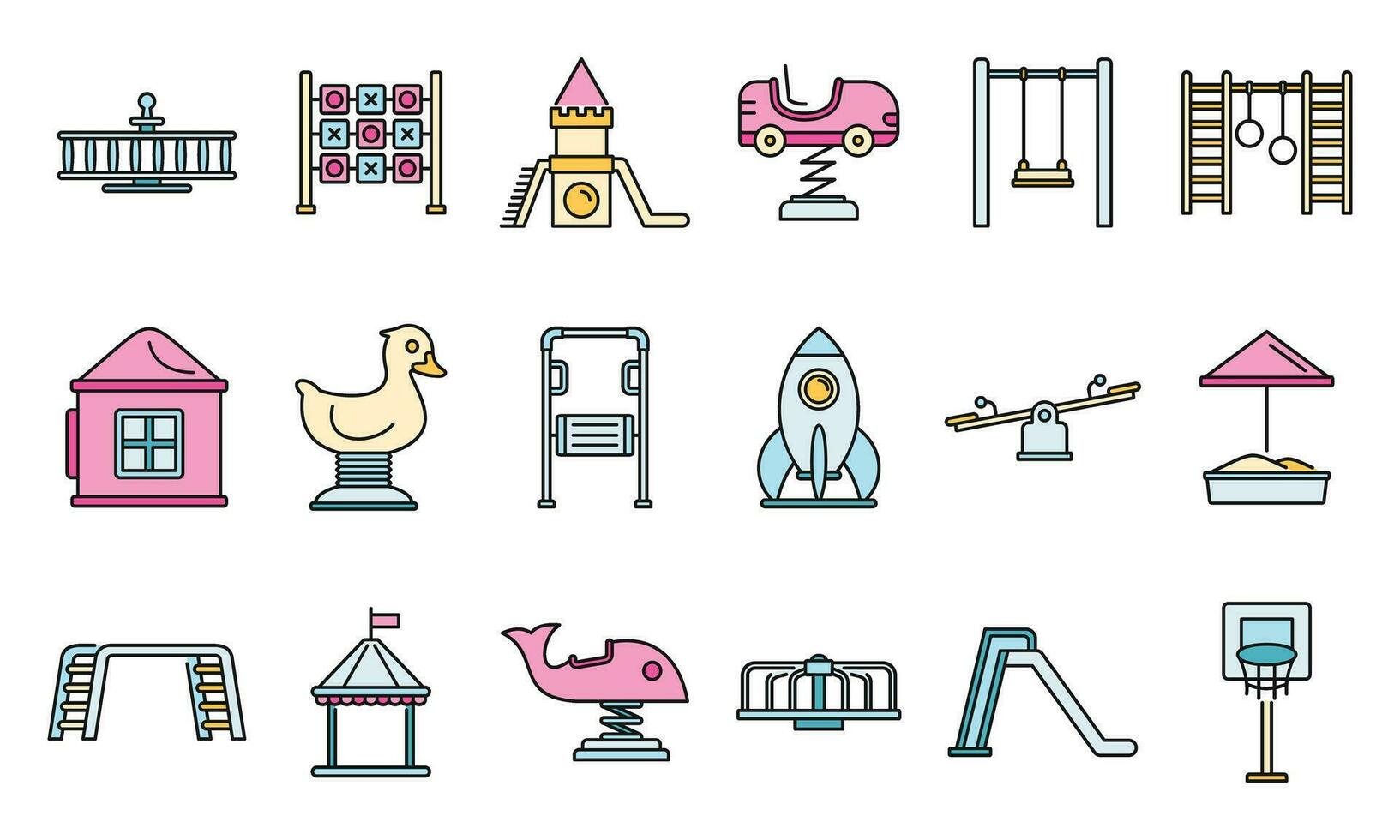 Park kid playground icon set vector color