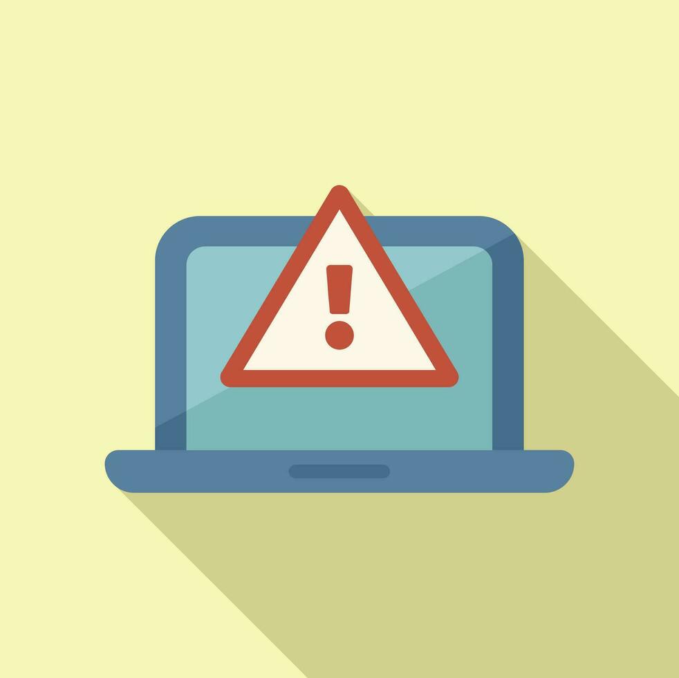 Laptop software alert icon flat vector. Admin project vector