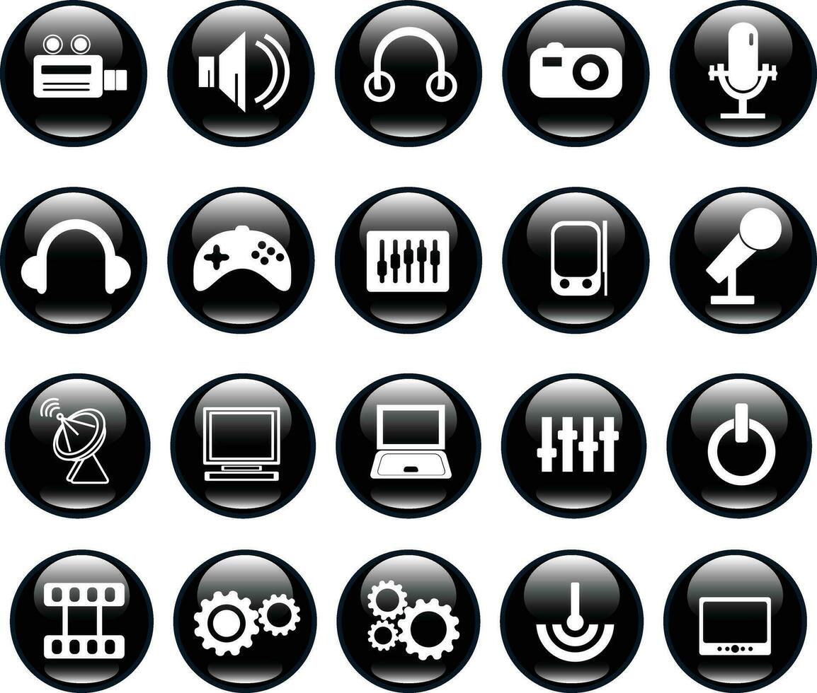 Black color icon pack vector