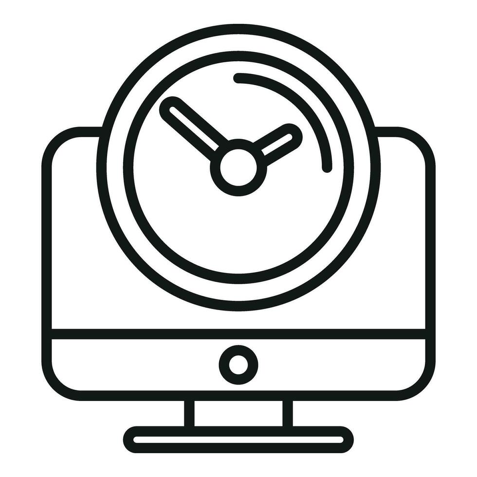 Work data time icon outline vector. Computer data vector