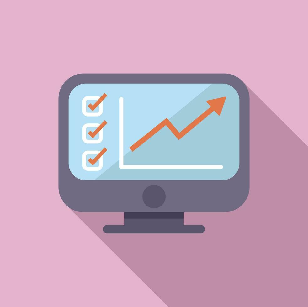 Finanzas monitor icono plano vector. datos crédito inversión vector