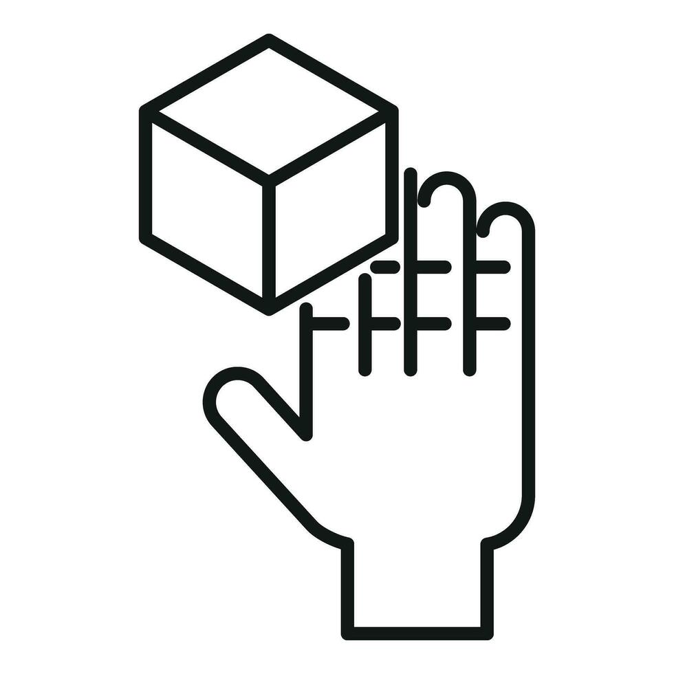 Augmented reality hand control icon outline vector. Cyber device vector