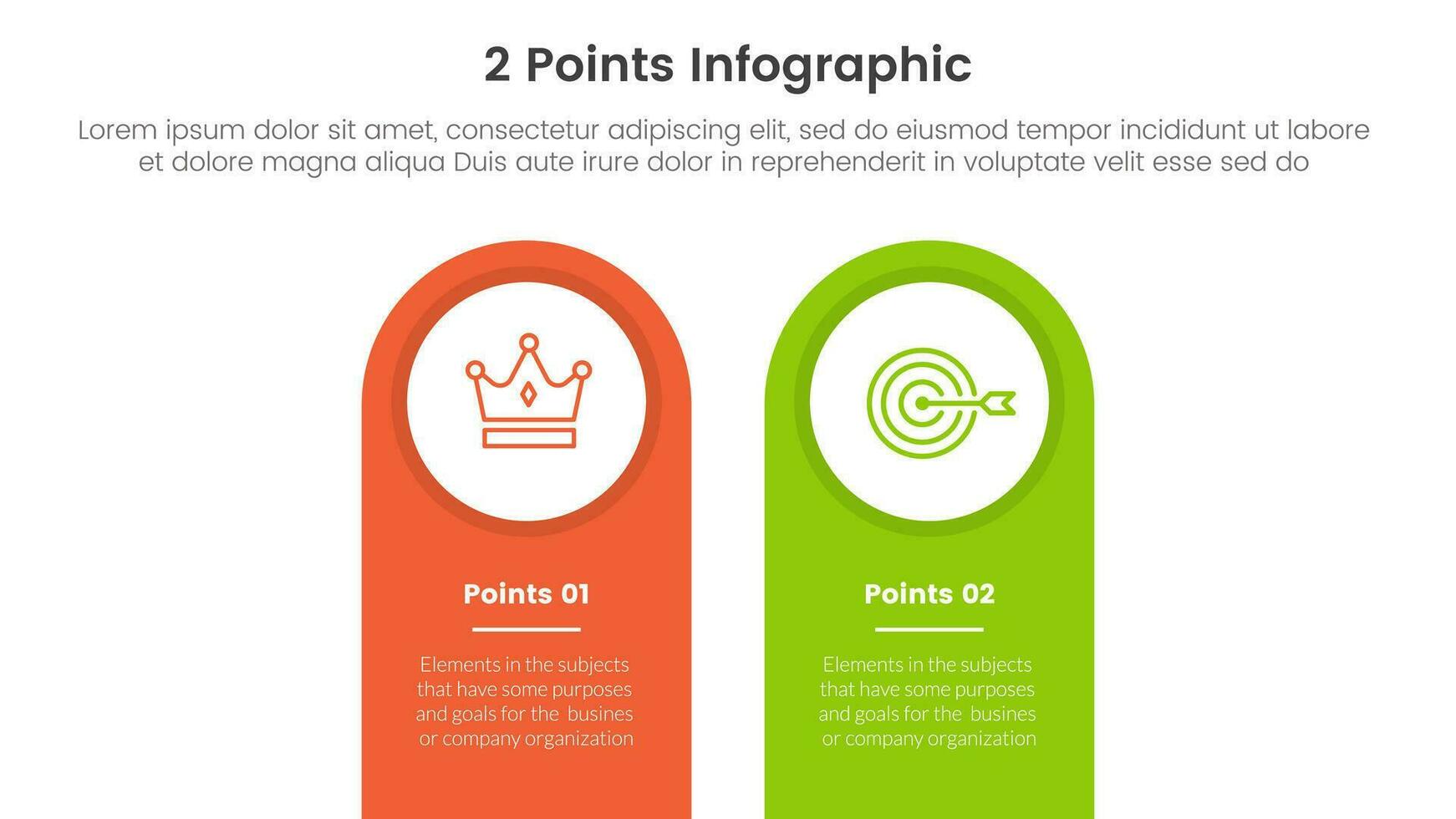 versus o comparar y comparación concepto para infografía modelo bandera con redondo forma en parte superior vertical con dos punto lista información vector