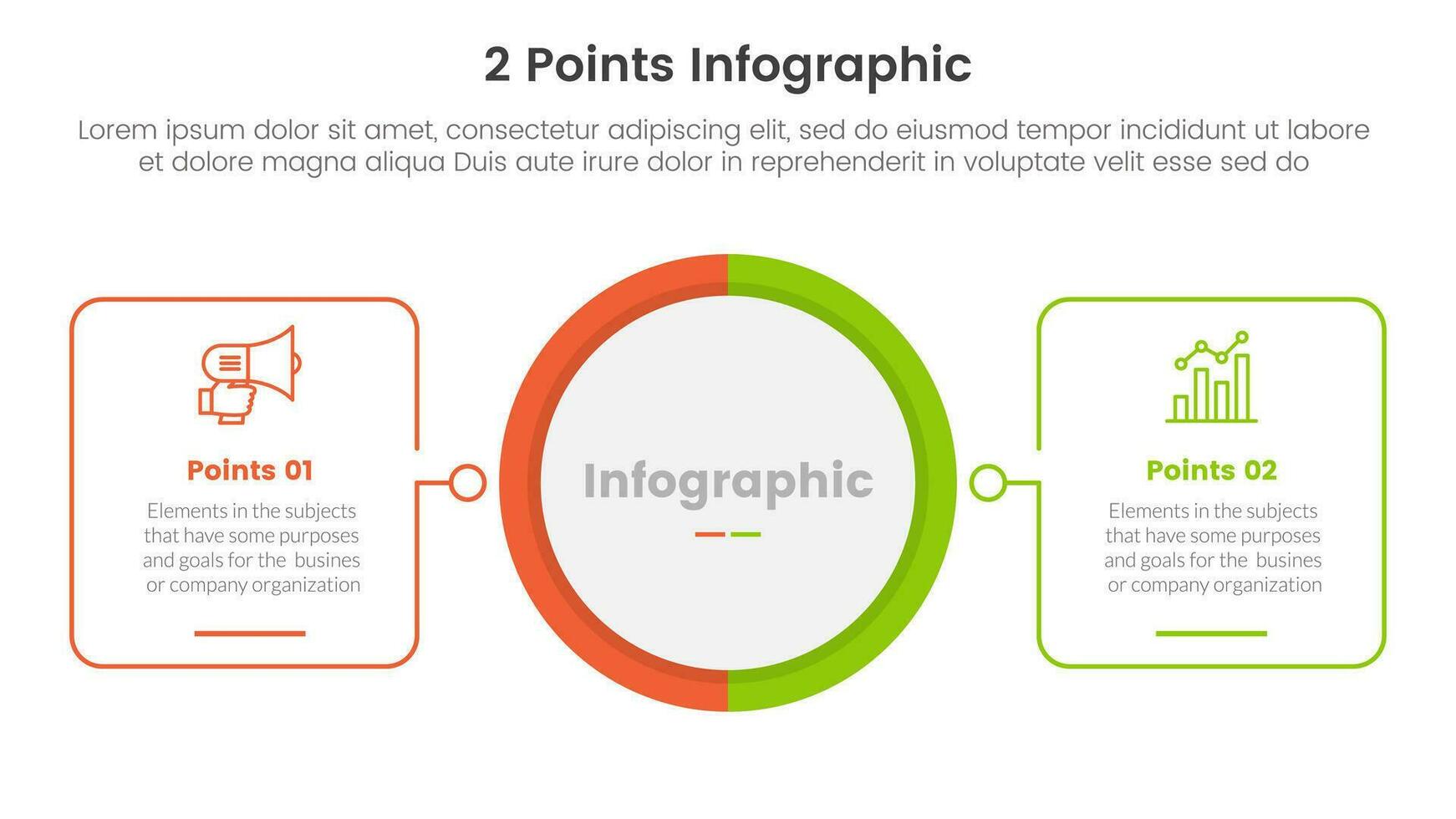 versus or compare and comparison concept for infographic template banner with big circle center and outline shape with two point list information vector