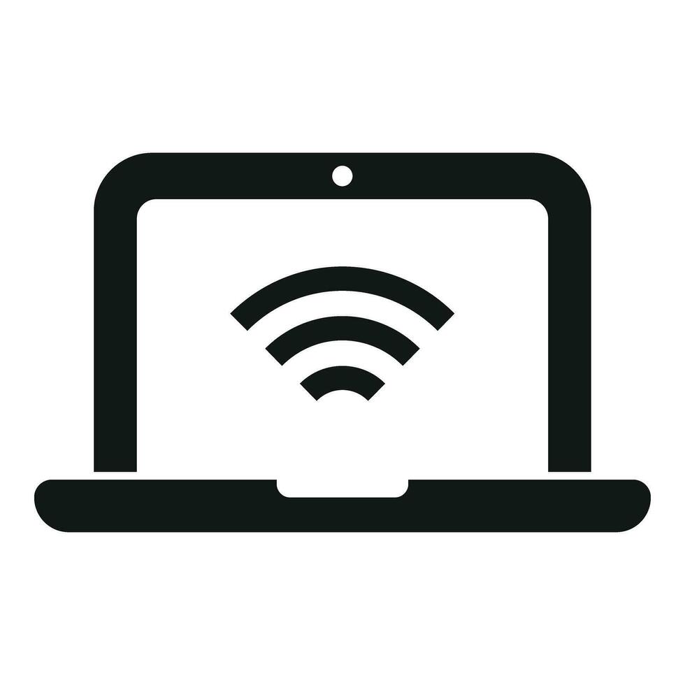 Wifi laptop point icon simple vector. Smart office work vector