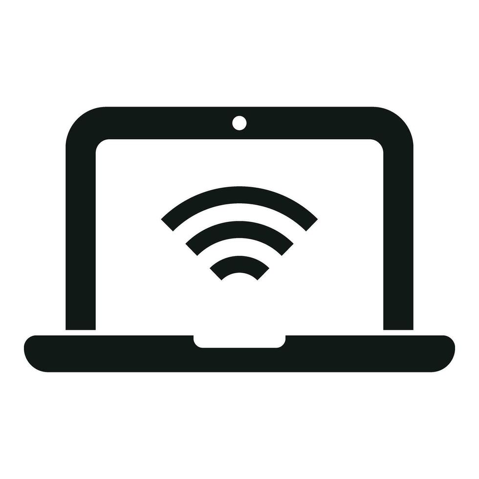 Wifi laptop point icon simple vector. Smart office work vector