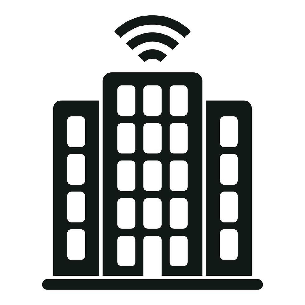 Smart office building icon simple vector. Work station table vector