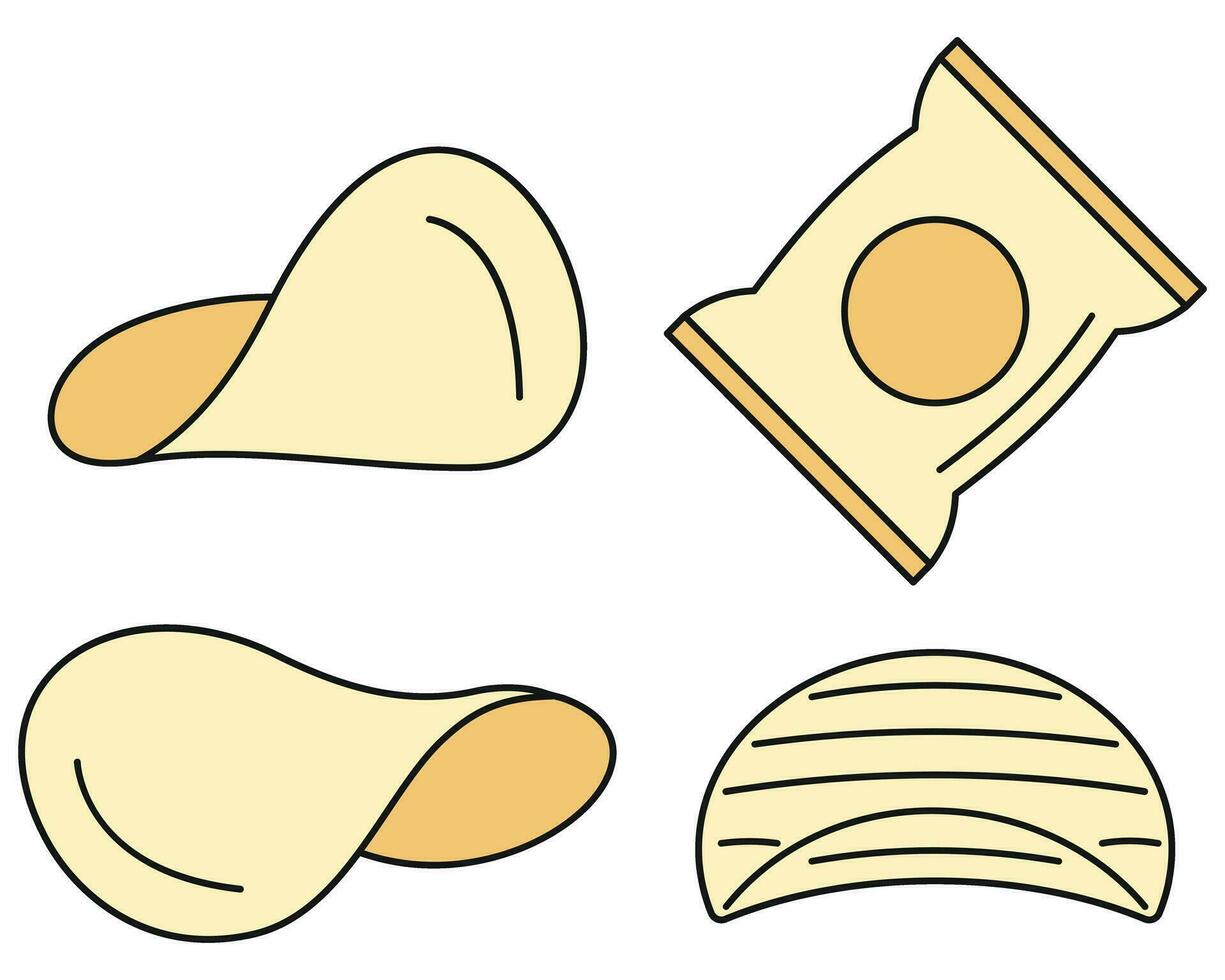 papas fritas icono conjunto vector color