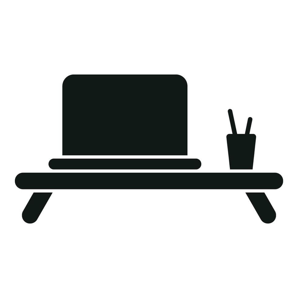 Laptop stand table icon simple vector. Business laptop vector