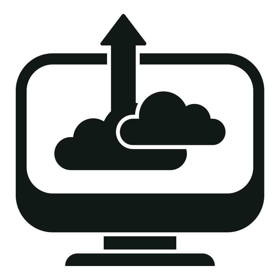 Computer upload data cloud icon simple vector. Smart office vector