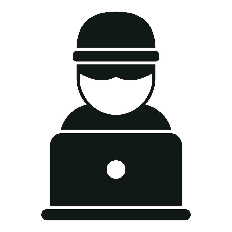 Anonymous laptop user icon simple vector. Mark person vector