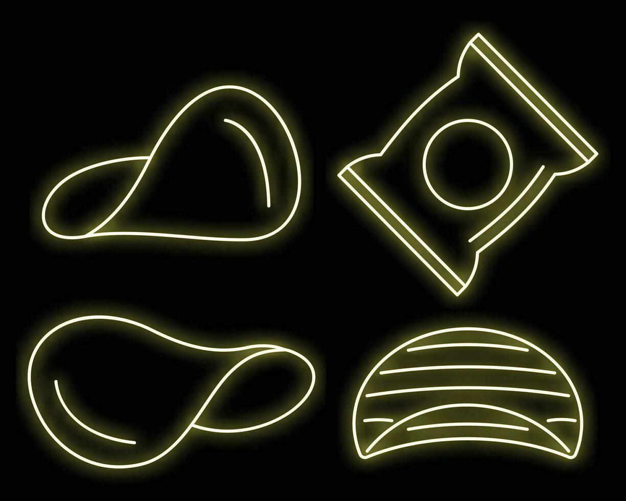 Chips icon set vector neon