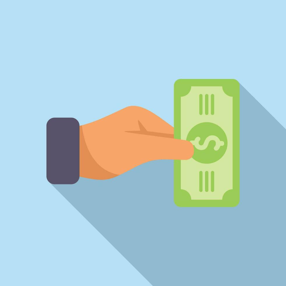 Give cash money icon flat vector. Sign of cashback vector