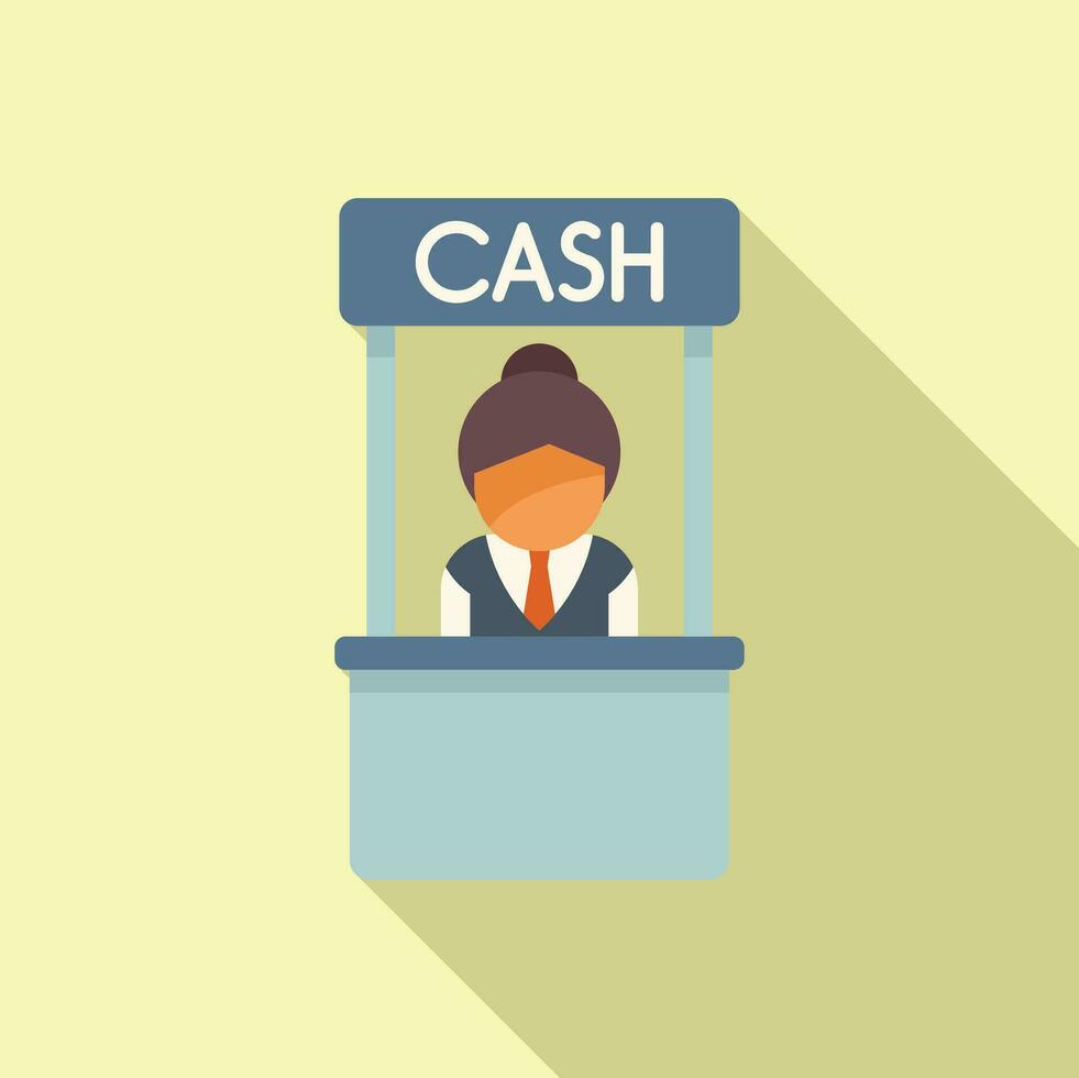 Cash bank kiosk icon flat vector. Credit money vector