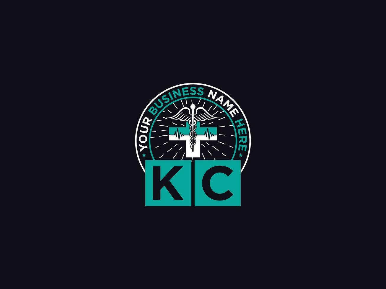 Clinic Kc Logo Letter, Minimal KC Luxury Medical Logo For Doctors vector