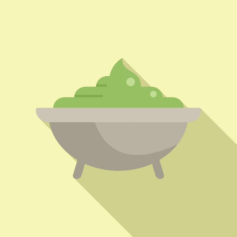 Steel wasabi pot icon flat vector. Stem eating dinner vector