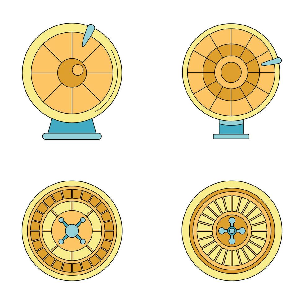 Roulette wheel fortune icons set vector color