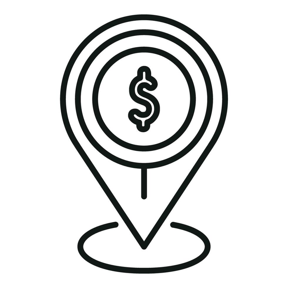 Coin money location icon outline vector. Sign change cash vector