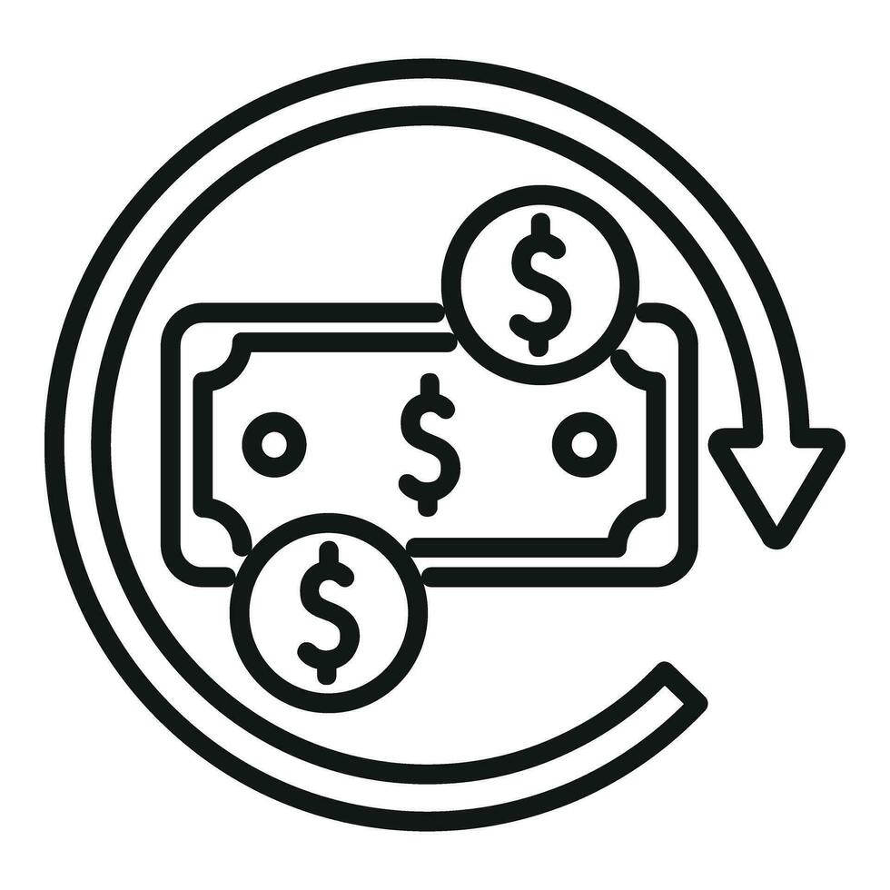 Change cash currency icon outline vector. Money payment vector