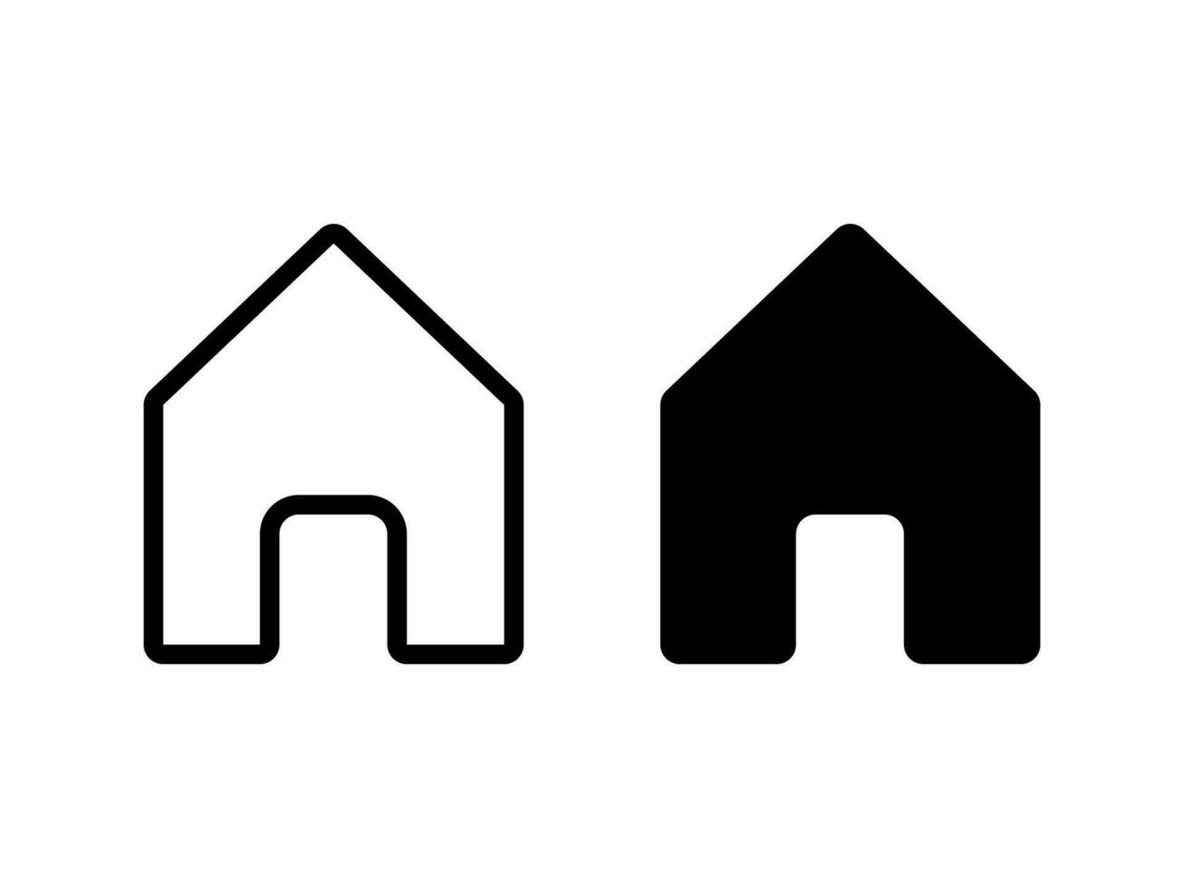 Minimal home icon, filled and outlined vector