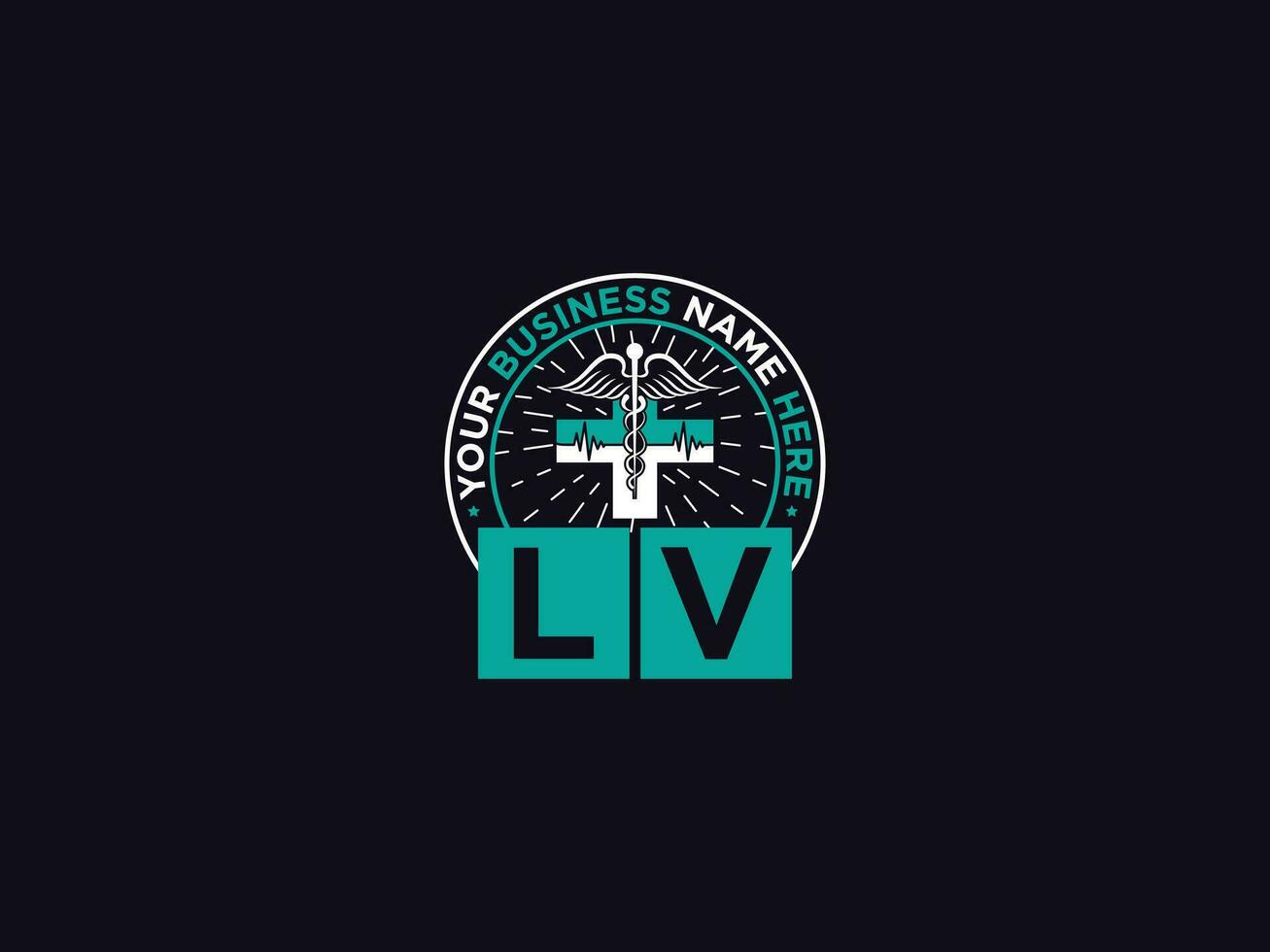 Plus Lv Logo Art, Typography LV Medical Letter Logo Vector For Doctors