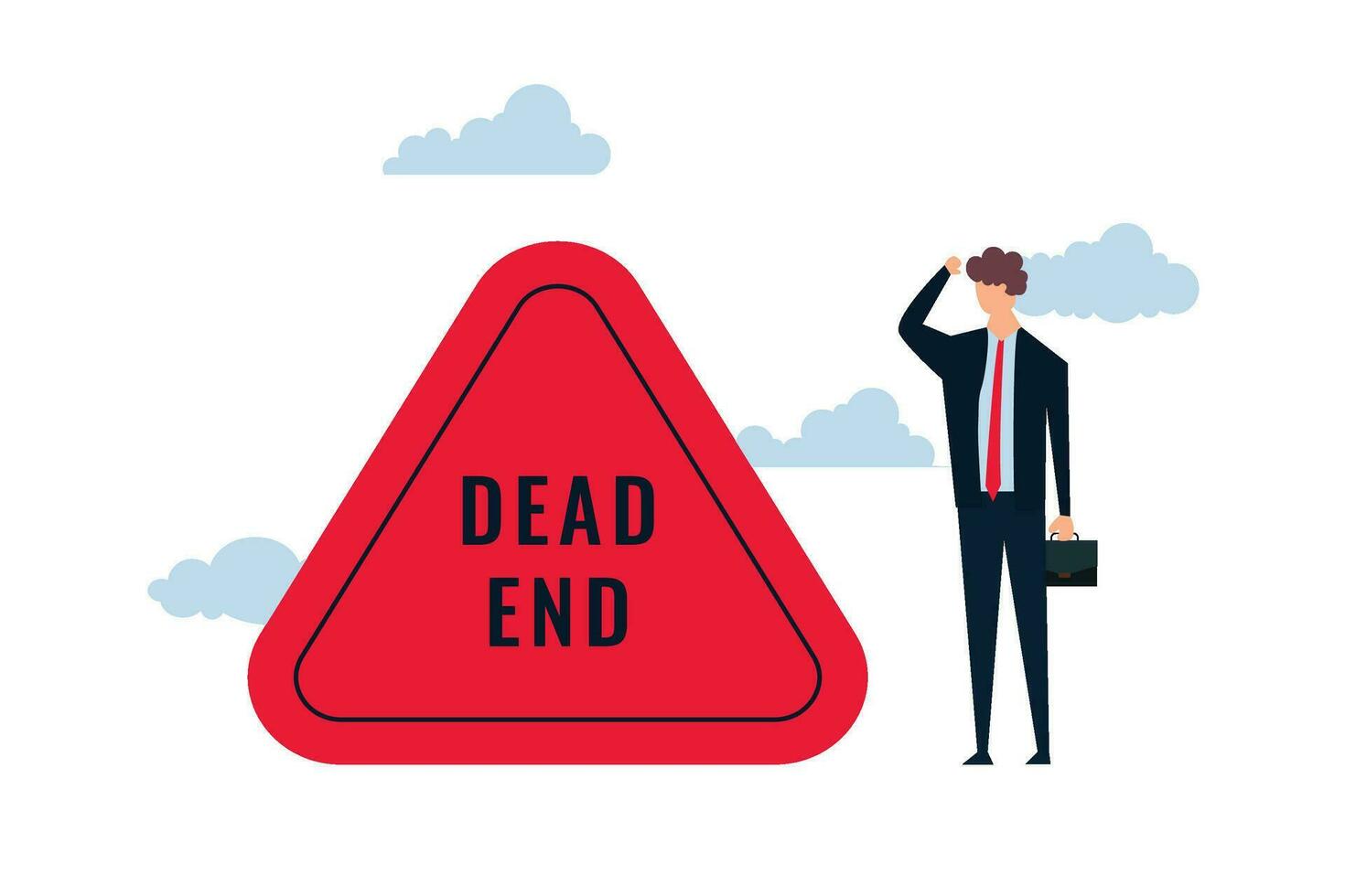 Business or career dead end. despondent office worker and businessman pause at a dead-end road sign vector