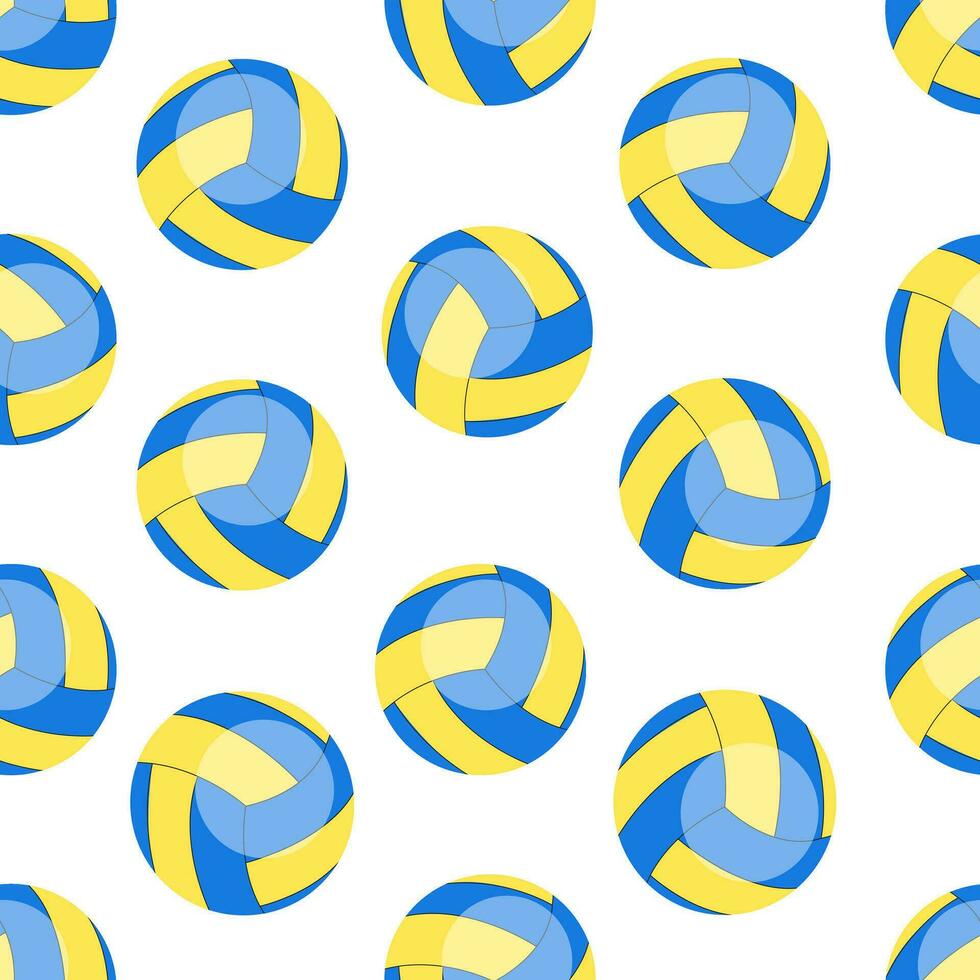 Seamless pattern with volleyballs in flat style on a light background. Background for tournament illustrations and sports applications. vector