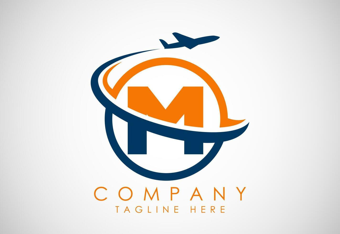 Initial alphabet M with aeroplane. Travel icons. Aviation logo sign, Flying symbol. Flight icon vector