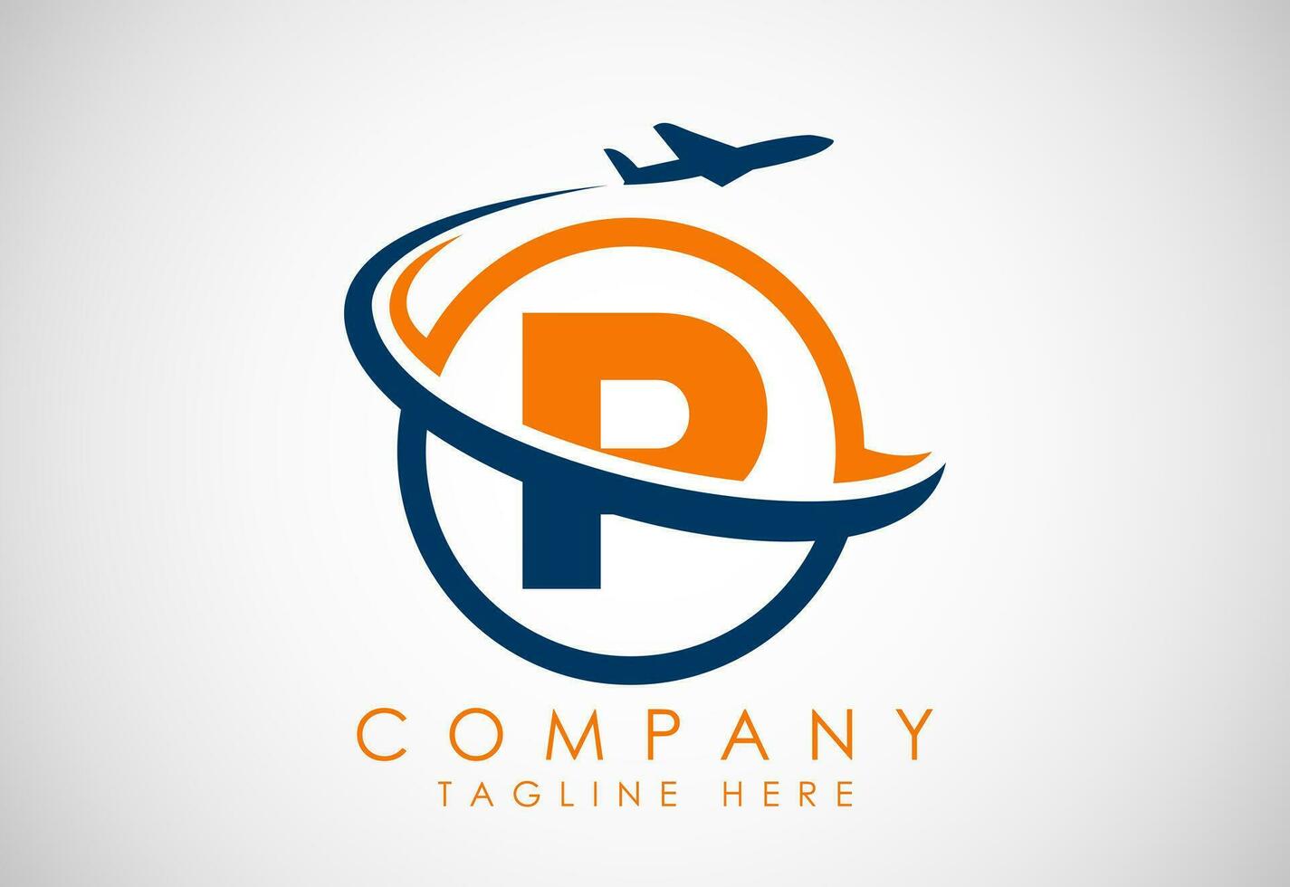 Initial alphabet P with aeroplane. Travel icons. Aviation logo sign, Flying symbol. Flight icon vector