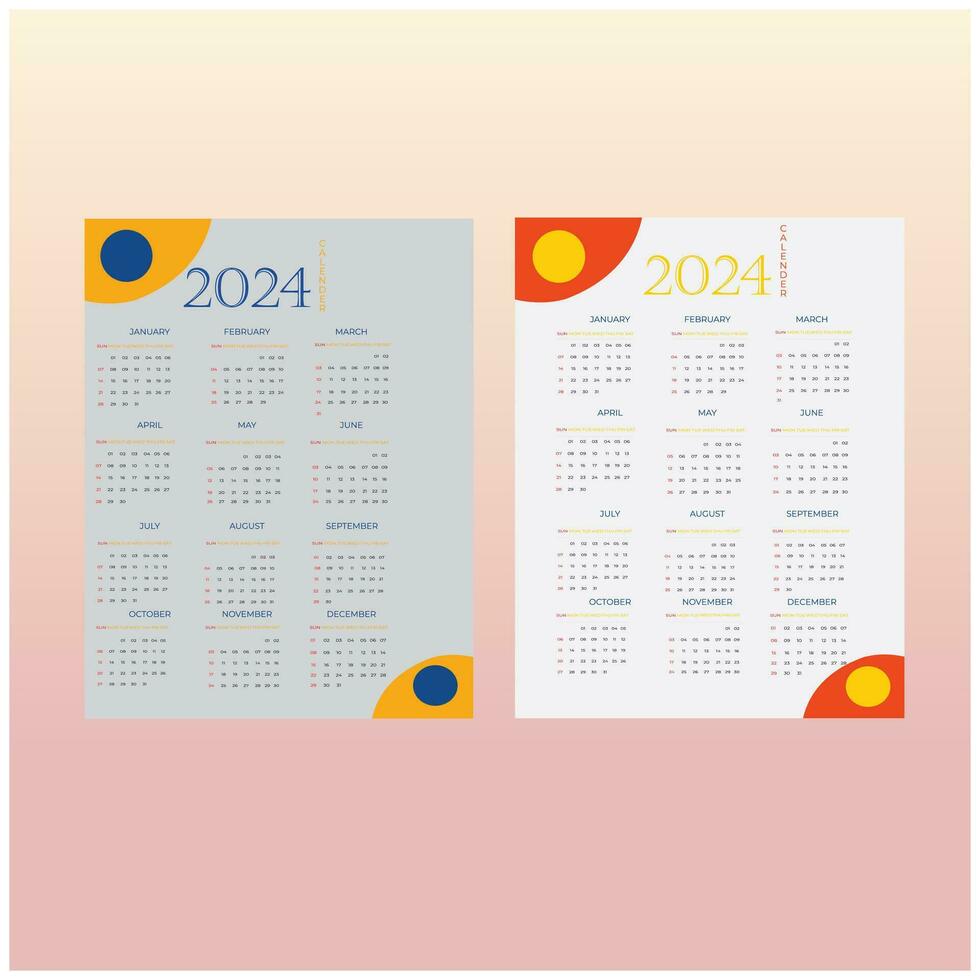 Calender Design Template-2024 vector